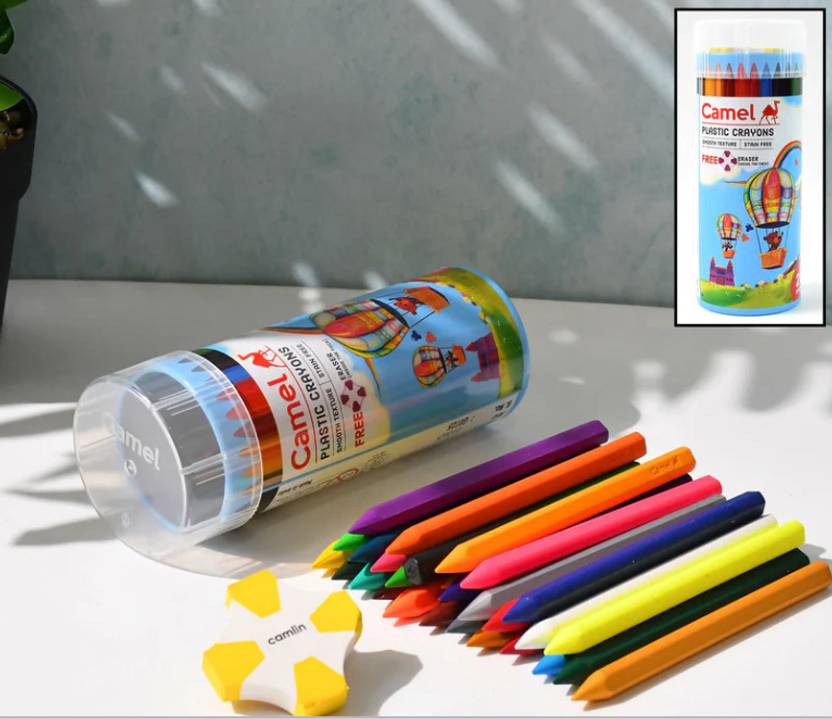 Camlin 4428023 - CAM PLASTIC CRAYONS 28 SHADES - PACK OF 2 (Multicolor)