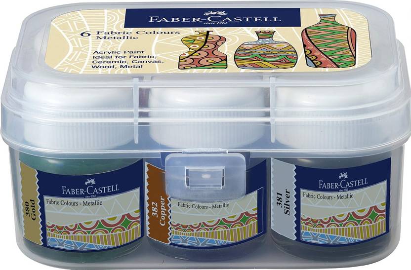 Castell 574406 - FC FABRIC COLOUR METALLIC 6 SHADES - PACK OF 2 (Set of 1, Multicolor)