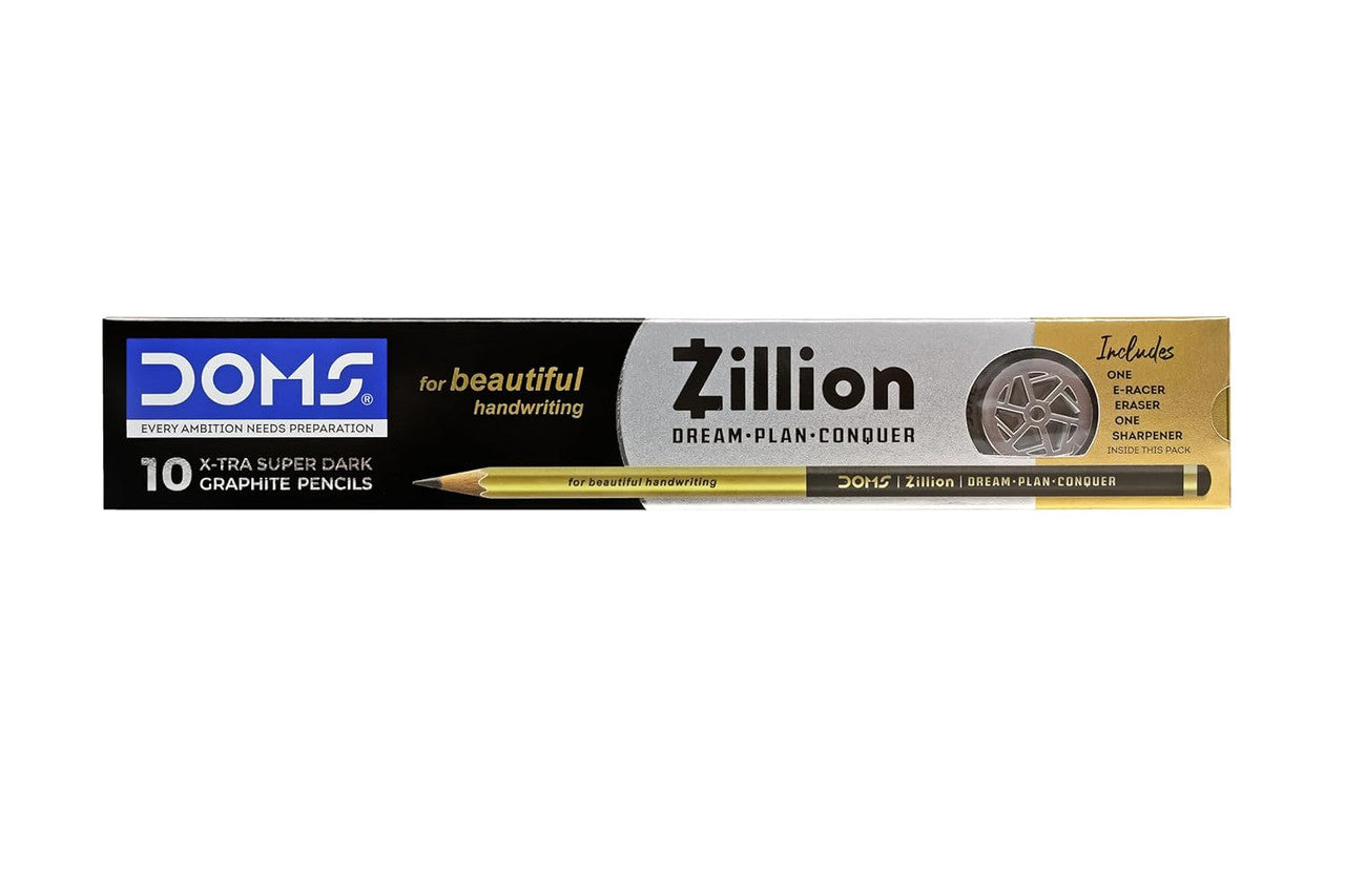 ZILLION Premium Graphite Pencil Set | Ultra Smooth & Dark Writing Pencils Pencil (Set of 10, Black)