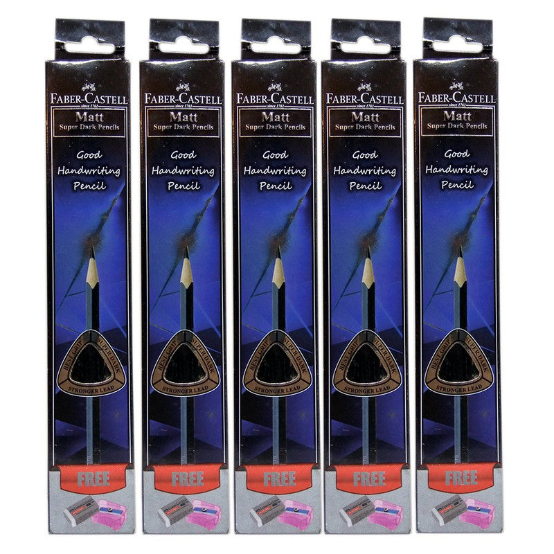 Castell 1000-04 - FC MATT SUPER DARK PENCILS - PACK OF 5 Pencil (Black)