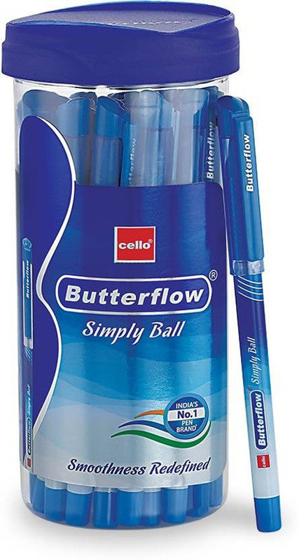 Cello BUTTERFLOW Roller Ball Pen (Pack of 5, Ink Color - Blue)