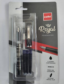 Cello ROYAL Fountain Pen (Ink Color - Blue)