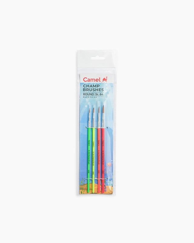 Camlin 2074694 - CAM CHAMP BRUSHES ROUND SR.64 - PACK OF 4 (Multicolor)