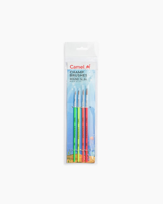 Camlin 2074694 - CAM CHAMP BRUSHES ROUND SR.64 - PACK OF 4 (Multicolor)
