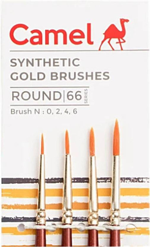 Camlin 2066762 - CAM SYNTHETIC GOLD BRUSHES ROUND SERIES - 66 - PACK OF 2 (Gold)