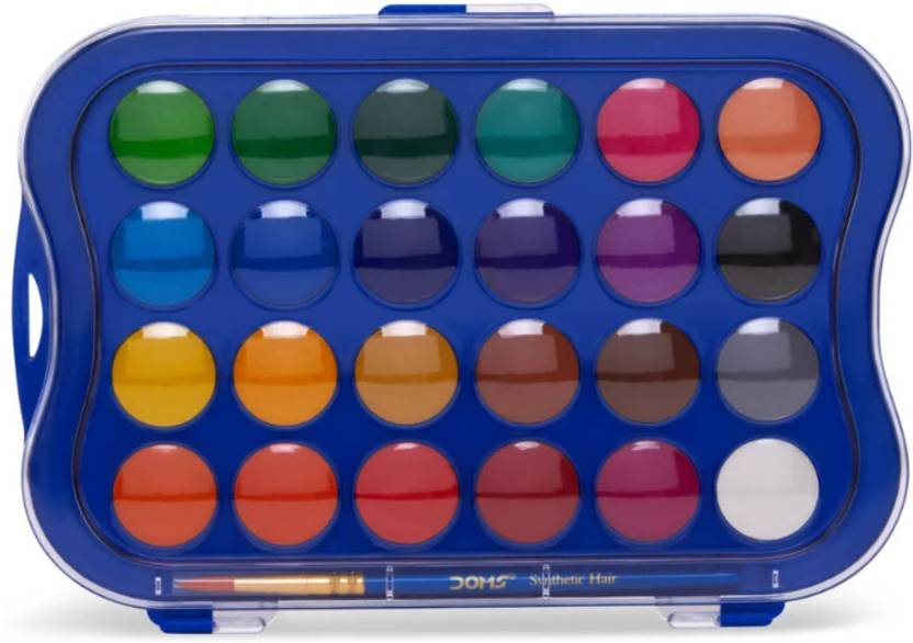 DOMS 7428 - DOMSIL AQUA COLOUR CAKES 24 SHADES - PACK OF 2 (Set of 1, Multicolor)