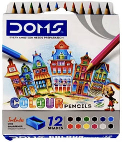 DOMS 3443 HEXAGONAL Shaped Color Pencils (Set of 12, Multicolor)