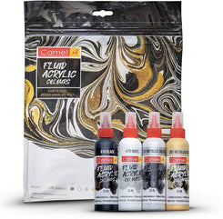 Camlin 3212898 - FLUID ACRYLIC COLOURS MONOCHROME SHADES (Set of 4, Multicolor)