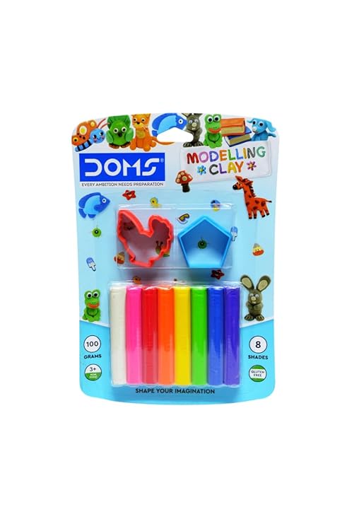 DOMS 8458 - DOMSIL MODELLING CLAY 8 SHADES - PACK OF 3 Art Clay (0.3 kg)