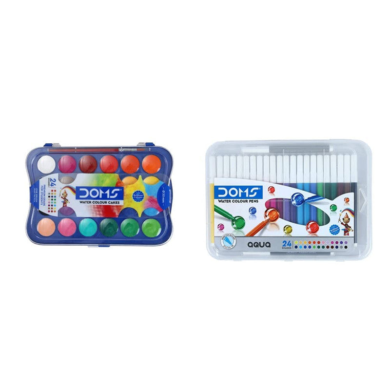 DOMS 7129 - DOMSIL AQUA COLOUR CAKES 24 SHADES 30MM (Set of 1, Multicolor)