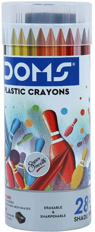 DOMS 7122 - DOMSIL PLASTIC CRAYONS 28 SHADES - PACK OF 2 (Multicolor)