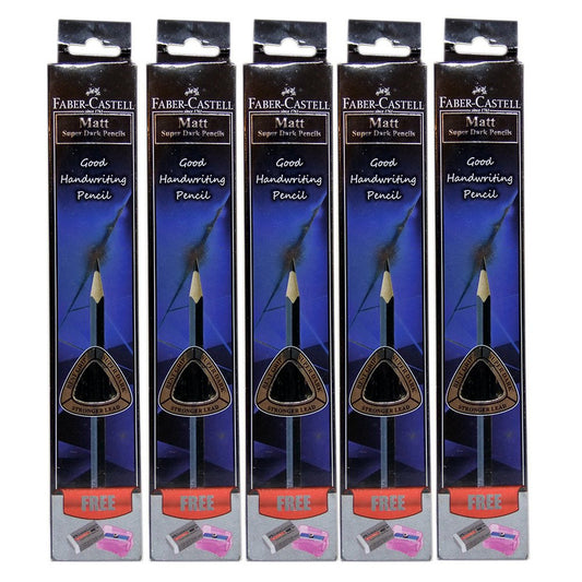 Castell 1000-04 - FC MATT SUPER DARK PENCILS - PACK OF 5 Pencil (Black)