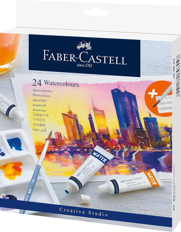 Castell 576015 - FC WATERCOLOUR CAKES 24 SHADES (Set of 1, Red)