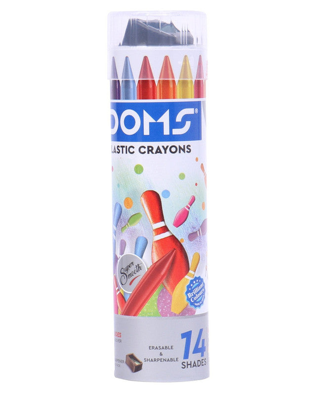 DOMS 7120 - DOMSIL PLASTIC CRAYONS 14 SHADES - PACK OF 4 (Multicolor)