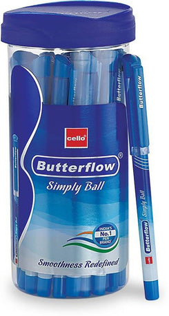 Cello BUTTERFLOW Roller Ball Pen (Pack of 5, Ink Color - Blue)